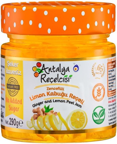 Antalya Reçelcisi Zencefilli Limon Kabuğu Reçeli 290g Şekeri Meyveden