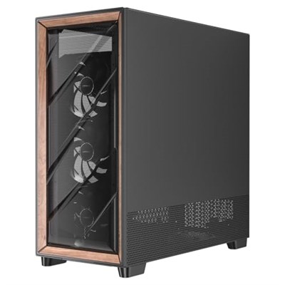 Antec Flux Pro, 6x PWM Fan Dahil, Ahşap Ön Panel, iShift PSU 90° Montaj, Type-C, 420mm Radyatör Desteği, Sıcaklık Göstergeli, Tam Kule E-ATX PC Kasası, Siyah