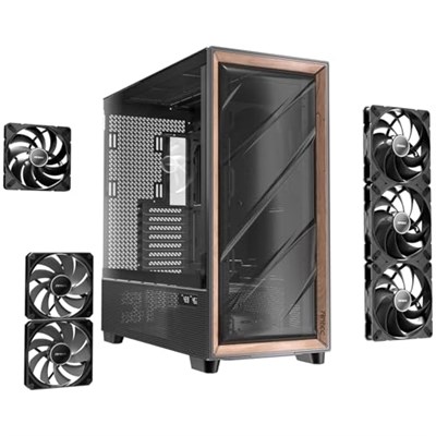Antec Flux Pro, 6x PWM Fan Dahil, Ahşap Ön Panel, iShift PSU 90° Montaj, Type-C, 420mm Radyatör Desteği, Sıcaklık Göstergeli, Tam Kule E-ATX PC Kasası, Siyah