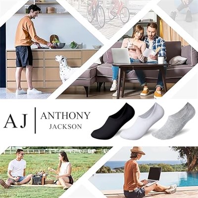 Anthony Jackson 10 Çift Kutulu BAMBU Premium Bay-Bayan Dikişsiz Görünmez Kaymaz Slikonlu Babet Çorap Brook…