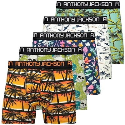 Anthony Jackson Likralı 5li-3lü Kutu Desenli Premium Erkek Boxer Palm Horizon