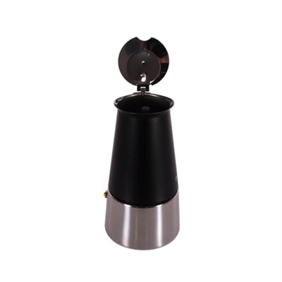 Any Morning FE001-6 Espresso Kahve Makinesi Paslanmaz Çelik İndüksiyonlu Moka Pot 300 Ml Siyah