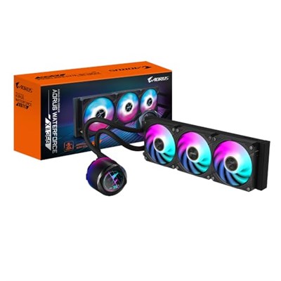 AORUS WATERFORCE X II 360 Manyetik Kilitleme Mekanizmalı Fan, 60 x 60mm Full Color LCD Ekran, Profesyonal Gaming Sıvı CPU Soğutucu
