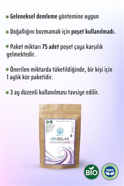 Apayrı Yaşam RELAXÇAYI Bio Çay Karışımı% 100 Bitkisel Aparelax