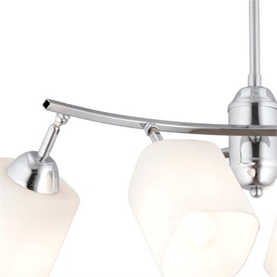 Apliqa Abbey 4lü Krom Beyaz Camlı Yuvarlak Modern Oturma Odası Salon Spot Avize