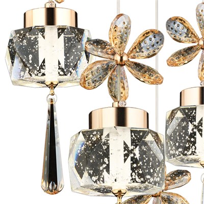 Apliqa Amaris 4lü Yuvarlak 3 Renkli 52 Watt Gold Kelebek Led Avize Kristal Ledli Modern Oturma Odası Salon Sarkıt Avize