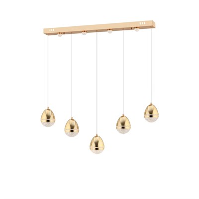Apliqa Amaya 5li Sıralı Gold Damla Başlıklı Modern Salon Led Avize