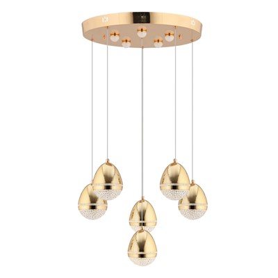 Apliqa Amaya 6lı Yuvarlak Gold Damla Başlıklı Modern Salon Led Avize