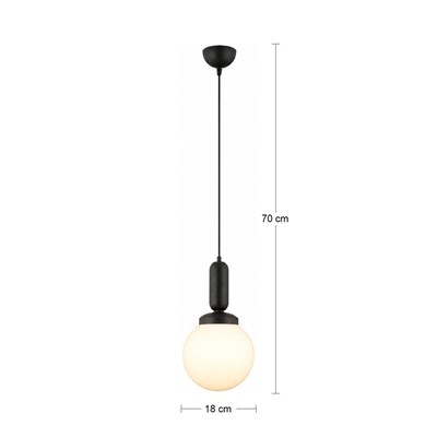 Apliqa Arlo Tekli Siyah Modern Sarkıt Top Avize Mutfak Salon Sarkıt Avize