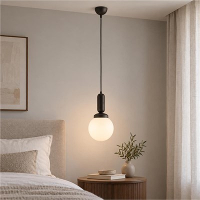Apliqa Arlo Tekli Siyah Modern Sarkıt Top Avize Mutfak Salon Sarkıt Avize