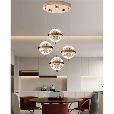 Apliqa Barkın 4lü 24 Watt Yuvarlak Gold Ledli Modern Salon Avize