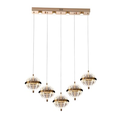 Apliqa Barkın 5li 37 Watt Sıralı Gold Ledli Modern Salon Avize
