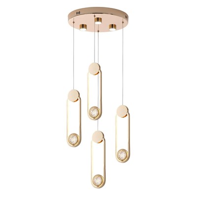 Apliqa Beckett 4lü Kristal Top Başlıklı Gold Sarkıt Led Avize