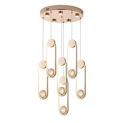 Apliqa Beckett 6lı Kristal Top Başlıklı Gold Sarkıt Led Avize