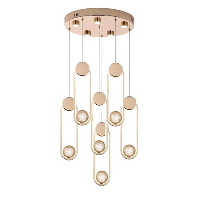 Apliqa Beckett 6lı Kristal Top Başlıklı Gold Sarkıt Led Avize