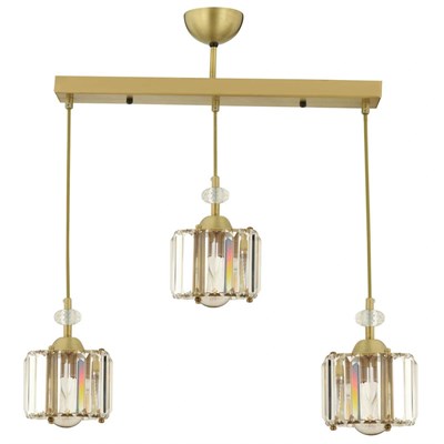 Apliqa Bonita Eskitme 3 Lü Sıralı Kristalli Taşlı Modern Tasarım Kristal Salon Sarkıt Avize