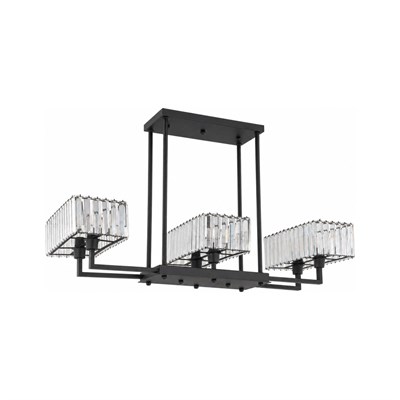 Apliqa Brambles 6lı Siyah Kristalli Taşlı Modern Tasarım Kristal Salon Avize