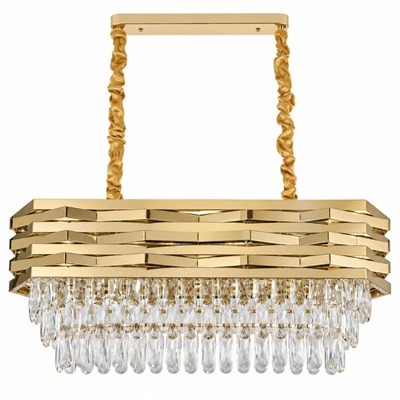 Apliqa Corde 80lik Yemek Masası Sıralı Gold Kaplamalı Kristal Avize