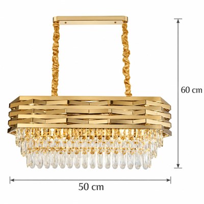 Apliqa Corde 80lik Yemek Masası Sıralı Gold Kaplamalı Kristal Avize