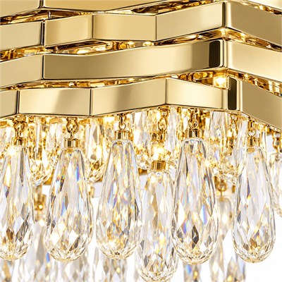 Apliqa Corde 80lik Yemek Masası Sıralı Gold Kaplamalı Kristal Avize