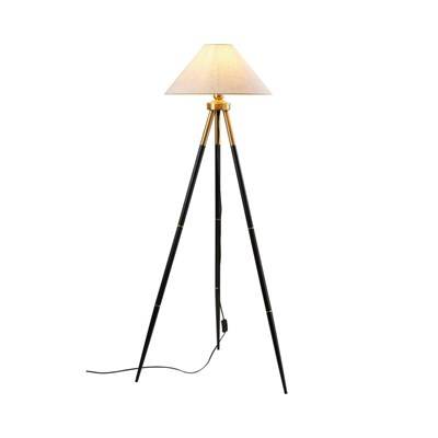 Apliqa Cosby Siyah-eskitme Kaplamalı Tripod Metal 3 Ayaklı Lambader