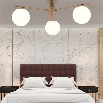 Apliqa Diaspor 3lü Yuvarlak Eskitme Beyaz Camlı Modern Plafonyer Genç Odası Yatak Odası Retro Salon Avize