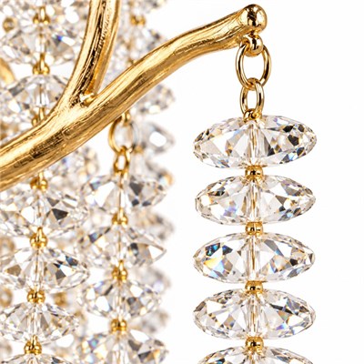 Apliqa Dina Serip Gold Kaplamalı Modern Tasarım Salon Kristal Yatak Başı Aplik