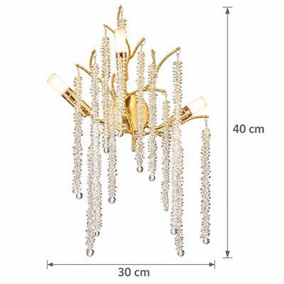 Apliqa Dina Serip Gold Kaplamalı Modern Tasarım Salon Kristal Yatak Başı Aplik