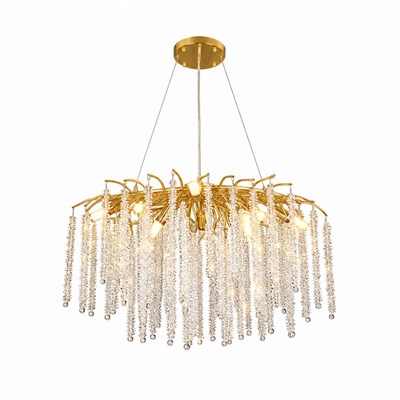 Apliqa Dina Serip Yemek Masa Üstü Gold Kaplamalı Modern Tasarım Salon Kristal Sarkıt Avize