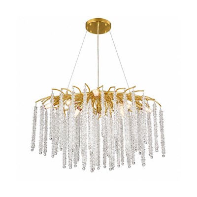 Apliqa Dina Serip Yemek Masa Üstü Gold Kaplamalı Modern Tasarım Salon Kristal Sarkıt Avize