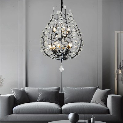 Apliqa Donna Siyah 55lik Kristal Taşlı Modern Koridor, Salon Avize