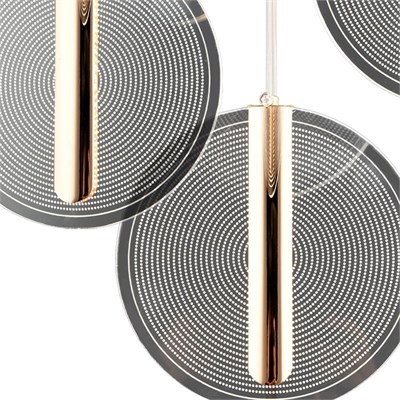Apliqa Dustin 4lü Yuvarlak 3 Renk 52 Watt Gold Kristal Ledli Modern Oturma Odası Salon Sarkıt Avize