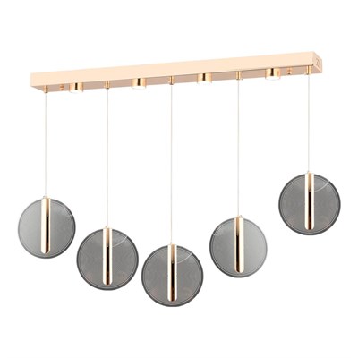 Apliqa Dustin 5li Sıralı 3 Renk 75 Watt Gold Kristal Ledli Modern Oturma Odası Salon Sarkıt Avize