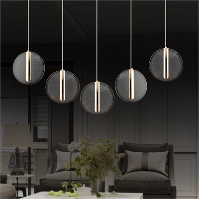 Apliqa Dustin 5li Sıralı 3 Renk 75 Watt Gold Kristal Ledli Modern Oturma Odası Salon Sarkıt Avize