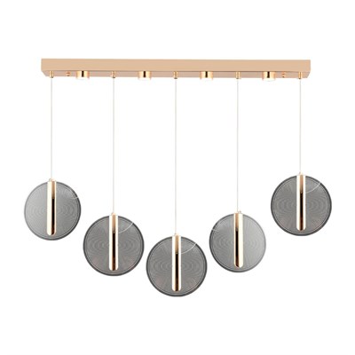 Apliqa Dustin 5li Sıralı 3 Renk 75 Watt Gold Kristal Ledli Modern Oturma Odası Salon Sarkıt Avize