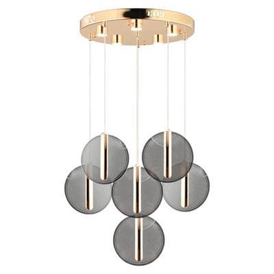 Apliqa Dustin 6lı Yuvarlak 3 Renk 80 Watt Gold Kristal Ledli Modern Oturma Odası Salon Sarkıt Avize