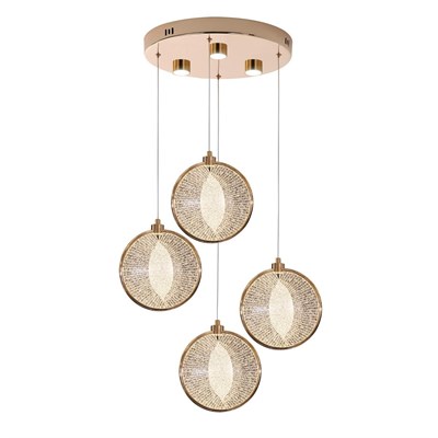 Apliqa Edward 4lü 42 Watt Yuvarlak Gold Ledli Modern Salon Avize