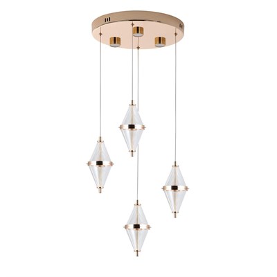 Apliqa Edward 4lü 42 Watt Yuvarlak Gold Ledli Modern Salon Avize