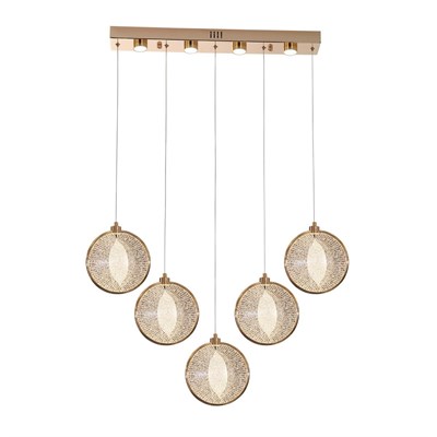 Apliqa Edward 5li 67 Watt Sıralı Gold Ledli Modern Salon Avize