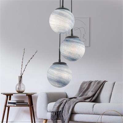 Apliqa Efser 3lü Yuvarlak Modern Oturma Odası Salon Sarkıt Avize