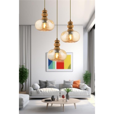 Apliqa Elodie 3lü Yuvarlak Bohem Modern Sarkıt Salon Avize