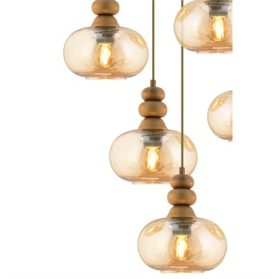 Apliqa Elodie 5li Yuvarlak Bohem Modern Sarkıt Salon Avize