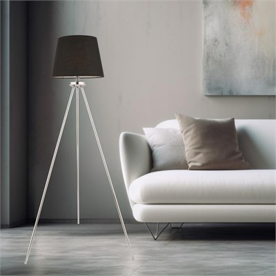 Apliqa Epona Siyah Şapkalı Krom Modern Dekoratif Salon Lambader