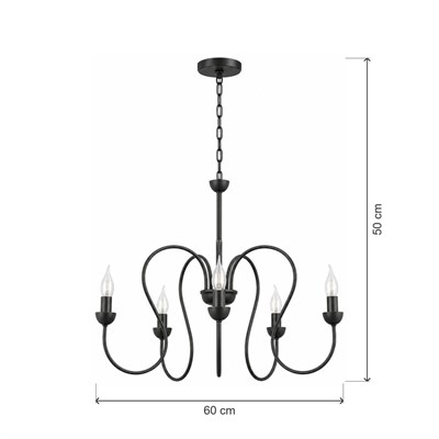 Apliqa Flor 5li Siyah Modern Yatak Odası Mutfak Salon Avize