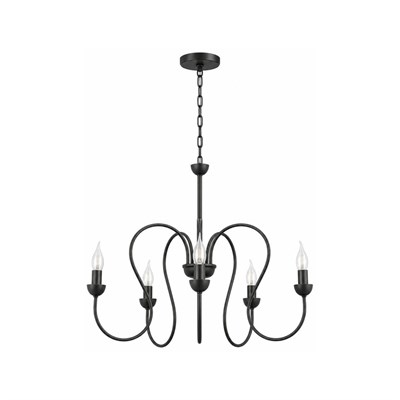Apliqa Flor 5li Siyah Modern Yatak Odası Mutfak Salon Avize