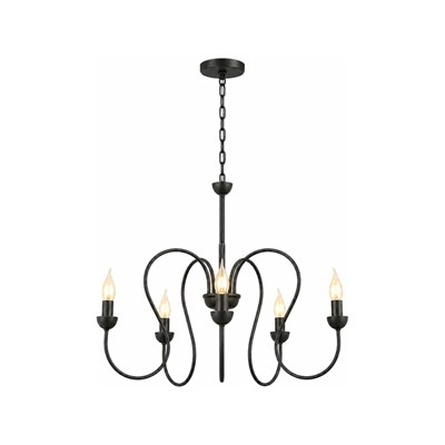 Apliqa Flor 5li Siyah Modern Yatak Odası Mutfak Salon Avize