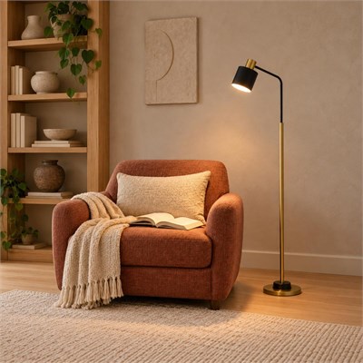 Apliqa Gerodi Siyah Retro Başlıklı Modern Dekoratif Köşe Lambader