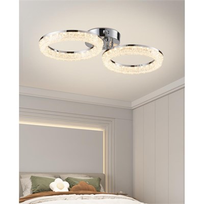 Apliqa Gomez 2li Krom 64 Watt Plafonyer 3 Renkli Led Avize