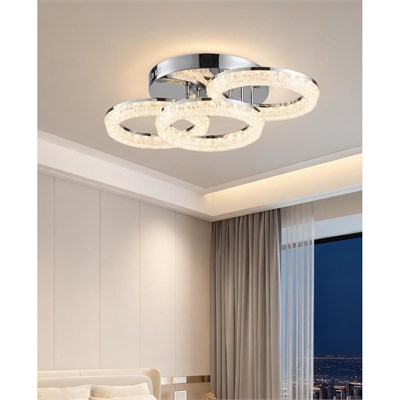Apliqa Gomez 3lü Krom 96 Watt Plafonyer 3 Renkli Led Avize