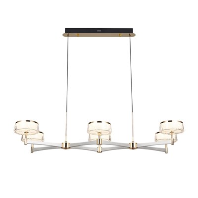 Apliqa Grayson Krom 6lı 72 Watt Sıralı 3 Renkli Led Salon Avize
